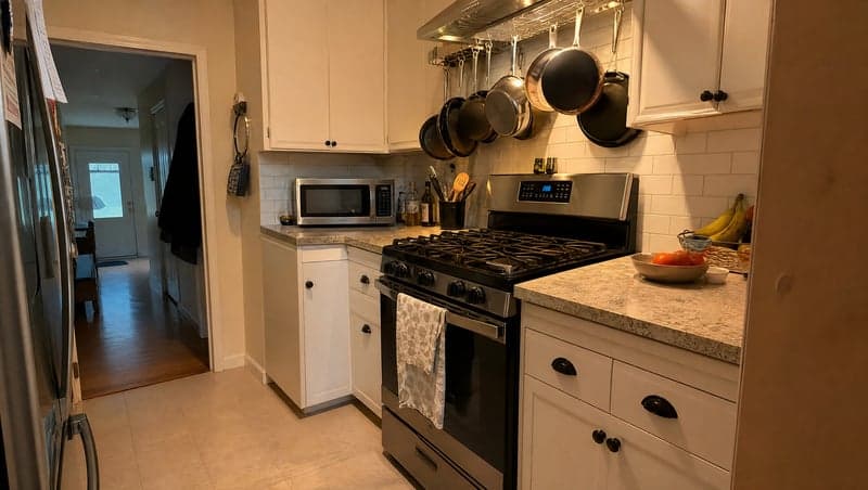 Reference photo before generating the generate a "the kitchen is on fire" prank photo AI prank image