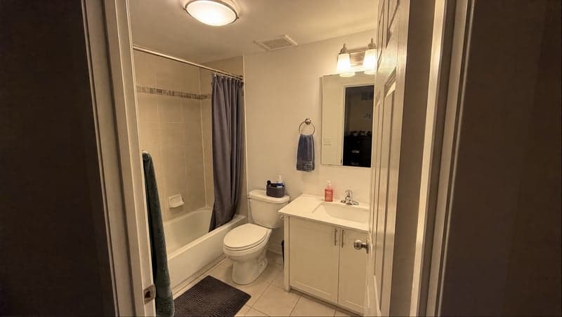 Reference photo before generating the make a flooded bathroom prank photo AI prank image